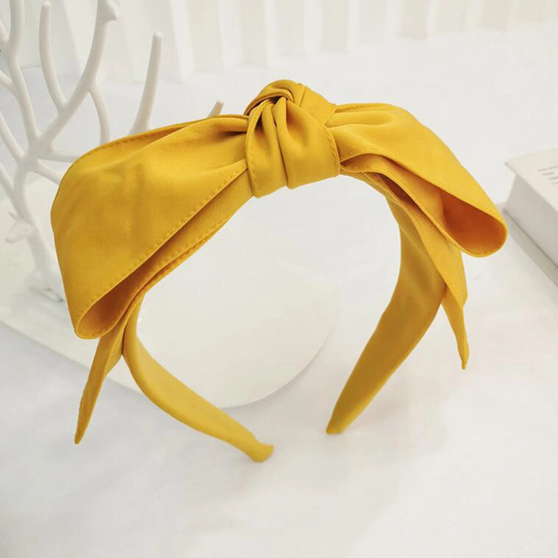 PROLY New Fashion Sieviešu matu aksesuāri Plašs Sānis Liels Bowknot Galvas lente Vienkrāsaina matu lente Pieaugušo matu stīpa vasara