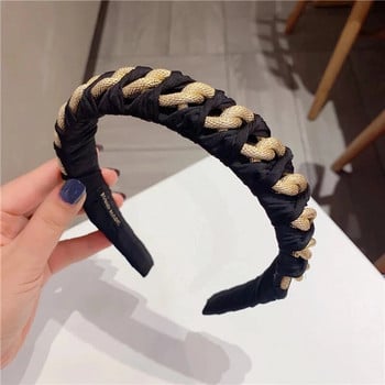 Europe Metal Chain Headbands for Women Bezel Black Hairband Γυναικεία Μόδα Μόδα Κορίτσια Κορίτσια Κορίτσια Μαλλιά Αξεσουάρ μαλλιών