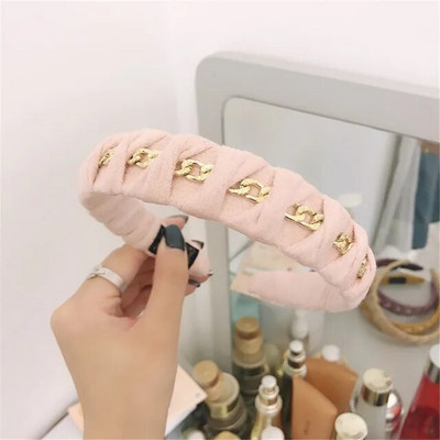 Europe Metal Chain Headbands for Women Bezel Black Hairband Γυναικεία Μόδα Μόδα Κορίτσια Κορίτσια Κορίτσια Μαλλιά Αξεσουάρ μαλλιών
