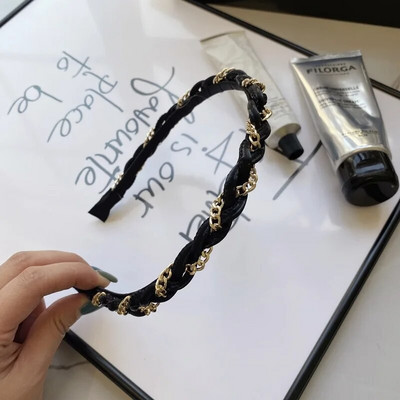 Europe Metal Chain Headbands for Women Bezel Black Hairband Γυναικεία Μόδα Μόδα Κορίτσια Κορίτσια Κορίτσια Μαλλιά Αξεσουάρ μαλλιών