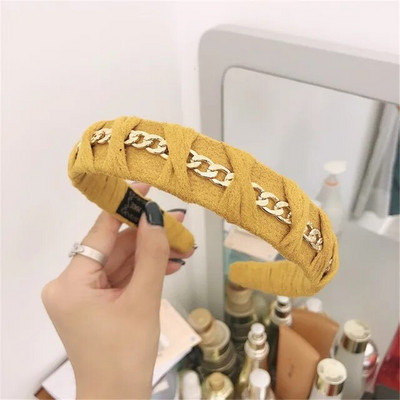 Europe Metal Chain Headbands for Women Bezel Black Hairband Γυναικεία Μόδα Μόδα Κορίτσια Κορίτσια Κορίτσια Μαλλιά Αξεσουάρ μαλλιών