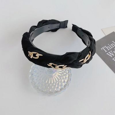 Europe Metal Chain Headbands for Women Bezel Black Hairband Γυναικεία Μόδα Μόδα Κορίτσια Κορίτσια Κορίτσια Μαλλιά Αξεσουάρ μαλλιών