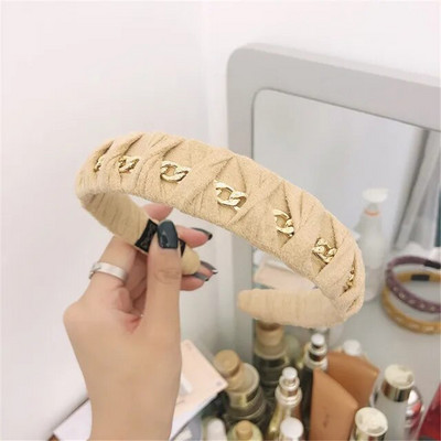 Europe Metal Chain Headbands for Women Bezel Black Hairband Γυναικεία Μόδα Μόδα Κορίτσια Κορίτσια Κορίτσια Μαλλιά Αξεσουάρ μαλλιών