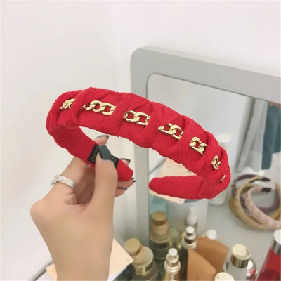 Europe Metal Chain Headbands for Women Bezel Black Hairband Γυναικεία Μόδα Μόδα Κορίτσια Κορίτσια Κορίτσια Μαλλιά Αξεσουάρ μαλλιών