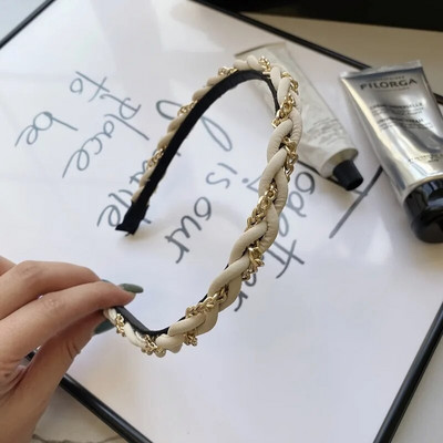 Europe Metal Chain Headbands for Women Bezel Black Hairband Γυναικεία Μόδα Μόδα Κορίτσια Κορίτσια Κορίτσια Μαλλιά Αξεσουάρ μαλλιών