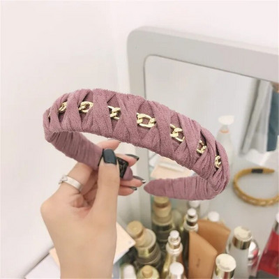 Europe Metal Chain Headbands for Women Bezel Black Hairband Γυναικεία Μόδα Μόδα Κορίτσια Κορίτσια Κορίτσια Μαλλιά Αξεσουάρ μαλλιών