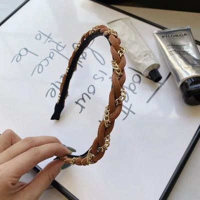 Europe Metal Chain Headbands for Women Bezel Black Hairband Γυναικεία Μόδα Μόδα Κορίτσια Κορίτσια Κορίτσια Μαλλιά Αξεσουάρ μαλλιών