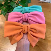 Candy Bow Spring Clip matu sprādze Satin Solid Barrette Bow matadata Temperament Girl Top Clip Sieviešu Eleganta aizsega matu aksesuāri