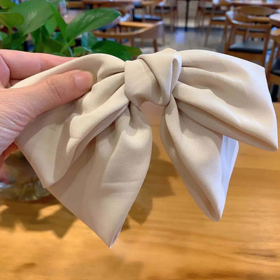 Candy Bow Spring Clip matu sprādze Satin Solid Barrette Bow matadata Temperament Girl Top Clip Sieviešu Eleganta aizsega matu aksesuāri