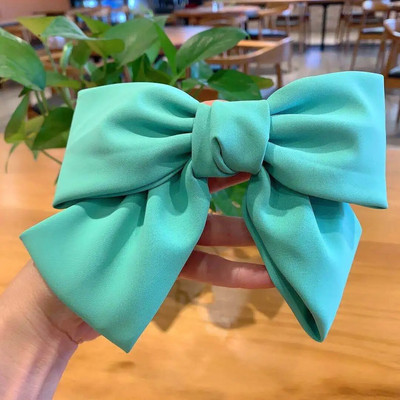 Candy Bow Spring Clip matu sprādze Satin Solid Barrette Bow matadata Temperament Girl Top Clip Sieviešu Eleganta aizsega matu aksesuāri