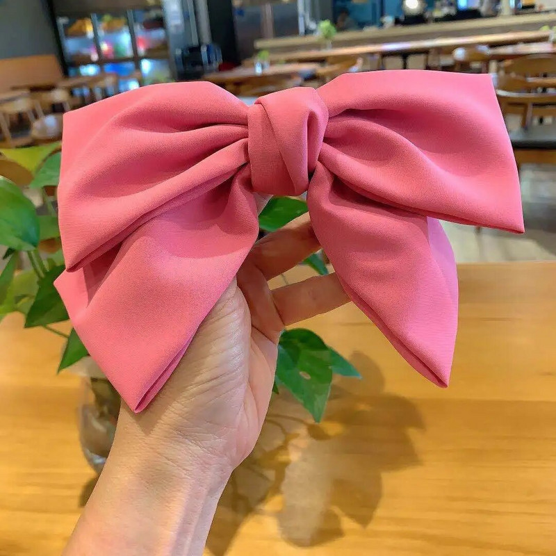 Candy Bow Spring Clip matu sprādze Satin Solid Barrette Bow matadata Temperament Girl Top Clip Sieviešu Eleganta aizsega matu aksesuāri