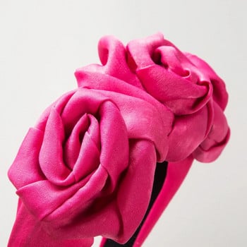 Нова ръчно изработена лента за глава от розов плат Дамски ретро изкуствени цветя Елегантни висококачествени танцови аксесоари за коса