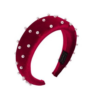 Új divatos szivacs vastag bársony fejpántok női hajkiegészítők szalag őszi széles szimulációs gyöngyök fejfedők hajpántok