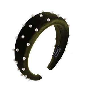 Új divatos szivacs vastag bársony fejpántok női hajkiegészítők szalag őszi széles szimulációs gyöngyök fejfedők hajpántok