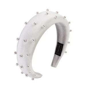 Új divatos szivacs vastag bársony fejpántok női hajkiegészítők szalag őszi széles szimulációs gyöngyök fejfedők hajpántok