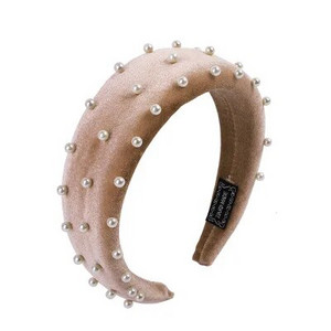 Új divatos szivacs vastag bársony fejpántok női hajkiegészítők szalag őszi széles szimulációs gyöngyök fejfedők hajpántok