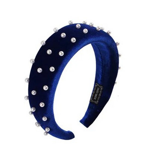 Új divatos szivacs vastag bársony fejpántok női hajkiegészítők szalag őszi széles szimulációs gyöngyök fejfedők hajpántok