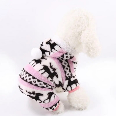 1PC Pet Dog Warm Clothes Puppy Jumpsuit Hoodie Coat Doggy Apparel Coral Fleece Warm Clothes Teddy XS-XXL Sweaters for Pets