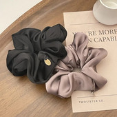 Satin Silk Hair Scrunchies Black Hair Saites Meitenēm un Sievietēm Scrunchie Vienkrāsains matu aksesuāri Scrunch matu sprādzes sievietēm