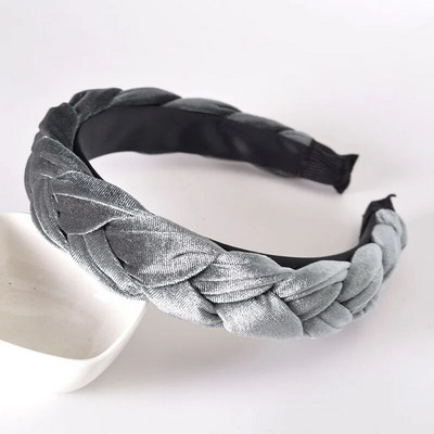 Bohemia Braid bársony fejpánt Sima Design Twist széles hajpántok lányok hajkarika kiegészítők női tömör téli fejpánt