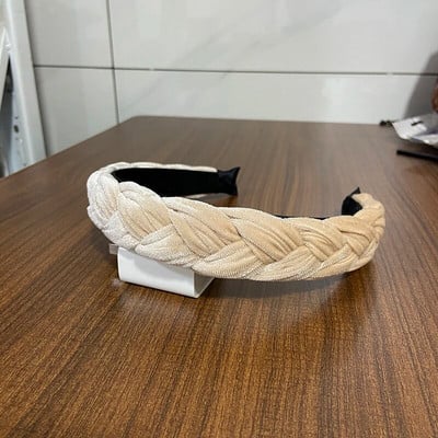 Bohemia Braid bársony fejpánt Sima Design Twist széles hajpántok lányok hajkarika kiegészítők női tömör téli fejpánt
