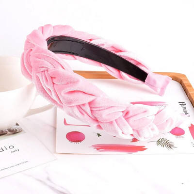 Bohemia Braid bársony fejpánt Sima Design Twist széles hajpántok lányok hajkarika kiegészítők női tömör téli fejpánt