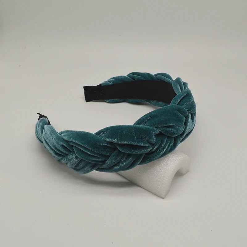 Bohemia Braid bársony fejpánt Sima Design Twist széles hajpántok lányok hajkarika kiegészítők női tömör téli fejpánt