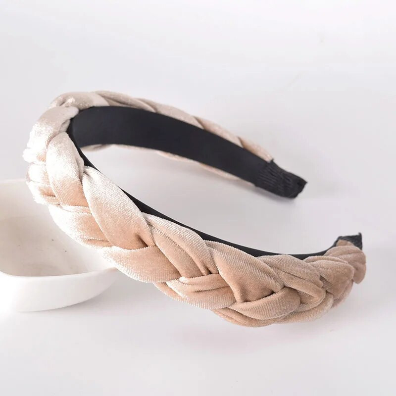 Bohemia Braid bársony fejpánt Sima Design Twist széles hajpántok lányok hajkarika kiegészítők női tömör téli fejpánt