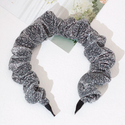 Lystrfac Fashion Glitter Scrunchy galvas saite sievietēm, meiteņu kroku, kroku matu lente Vintage sieviešu matu stīpām matu aksesuāri
