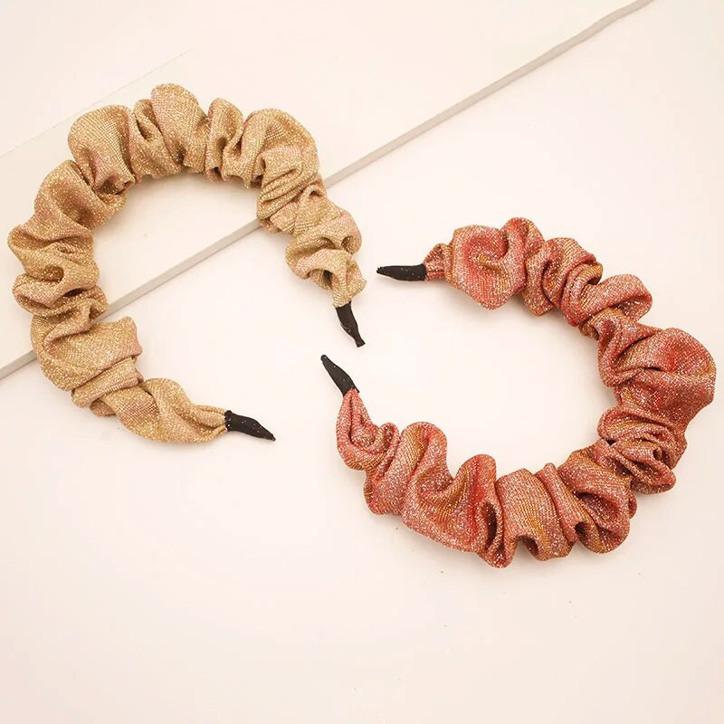 Lystrfac Fashion Glitter Scrunchy galvas saite sievietēm, meiteņu kroku, kroku matu lente Vintage sieviešu matu stīpām matu aksesuāri