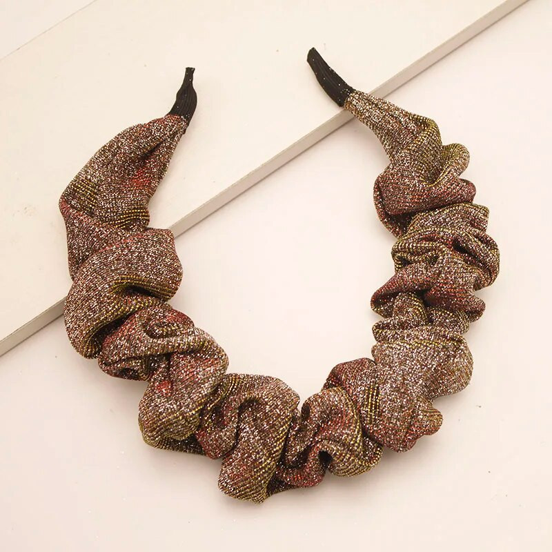 Lystrfac Fashion Glitter Scrunchy galvas saite sievietēm, meiteņu kroku, kroku matu lente Vintage sieviešu matu stīpām matu aksesuāri