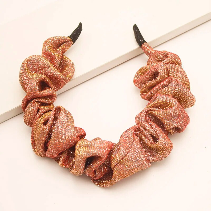 Lystrfac Fashion Glitter Scrunchy galvas saite sievietēm, meiteņu kroku, kroku matu lente Vintage sieviešu matu stīpām matu aksesuāri