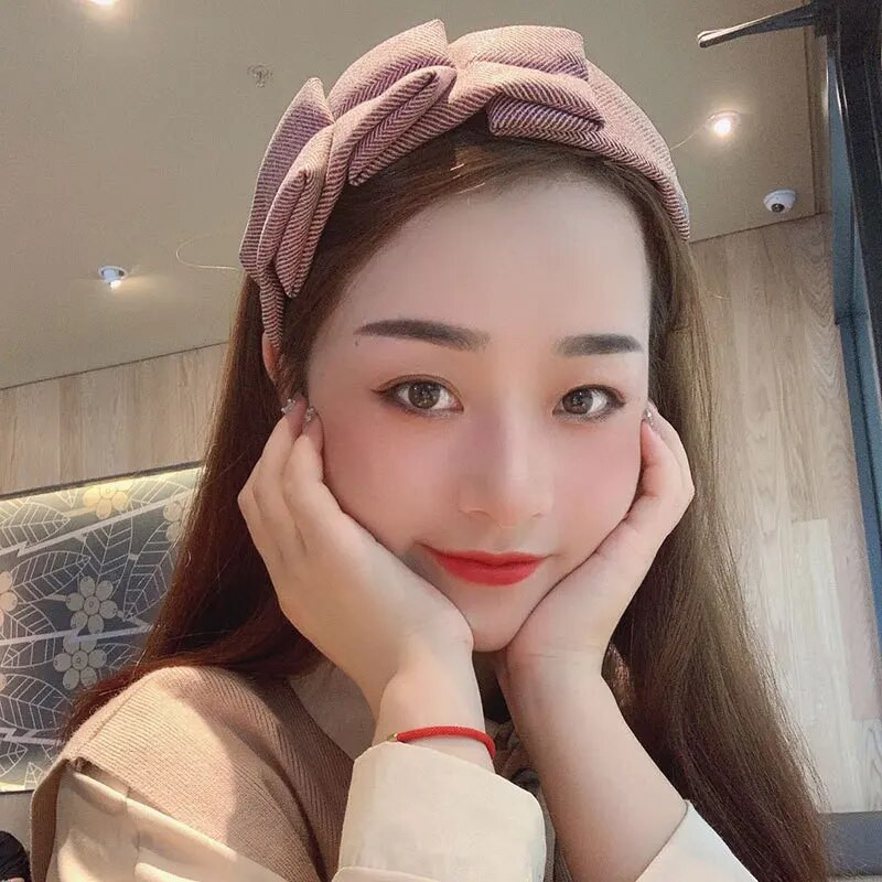 Lystrfac Fashion rudens ziemas auduma rūtainā galvas saite sievietēm, meitenēm, neslīdoša matu lente sievietēm matu stīpiņa matu aksesuāri