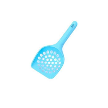 Пластмасова лъжица с кръгла дупка за котешка тоалетна Плътен кух инструмент за почистване на домашни любимци Удобен издръжлив бонбонени цветове Закачаща се лопата за котешка тоалетна