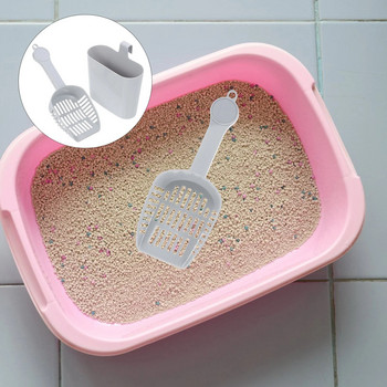 Преносима лъжичка за котешка тоалетна за котенца Лопата за пясък за домашни любимци и варел за съхранение Почистваща лопата Комплект инструменти Аксесоари за почистване (сив)