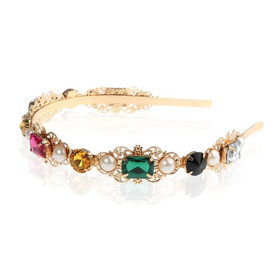 Színes drágakő barokk fejpántok Női strassz keret hajpánt Pearl luxus hajkiegészítők lányoknak korona virág ékszerek ajándékok