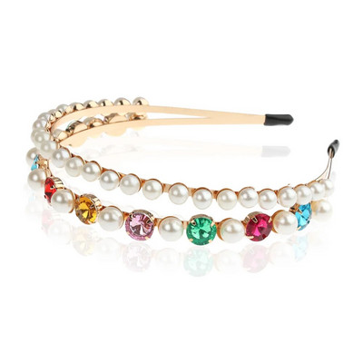 Színes drágakő barokk fejpántok Női strassz keret hajpánt Pearl luxus hajkiegészítők lányoknak korona virág ékszerek ajándékok