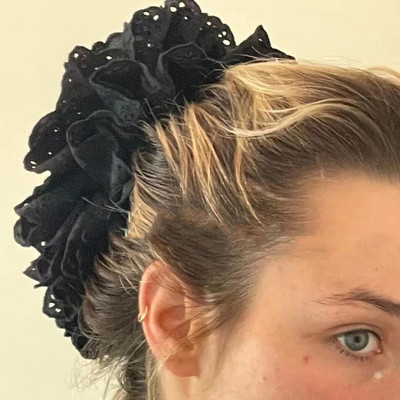 Liela izmēra mežģīnes franču matu skrunči sievietēm Elastīgs zirgastes turētājs Galvas lentes Matu lentes Elastīgie matu aksesuāri