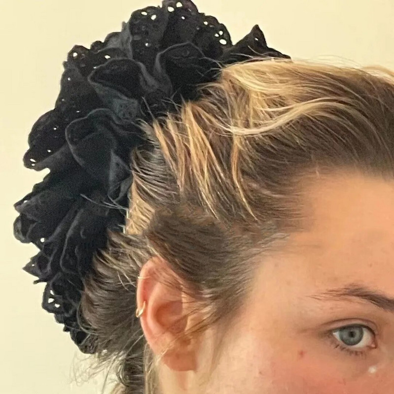 Liela izmēra mežģīnes franču matu skrunči sievietēm Elastīgs zirgastes turētājs Galvas lentes Matu lentes Elastīgie matu aksesuāri