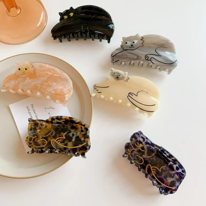 Jaunā Dienvidkoreja Dongdaemuna etiķskābe jauka matu sprādze kaķa skrāpējama matu aksesuāri modes muguras galvas haizivs saspraude galvassega