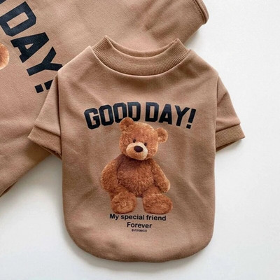 Rudeniniai ploni šunų rūbai mažiems šunims Meškiuko raštu naminių gyvūnėlių marškinėliai šuniuko megztiniai Čihuahua prancūzų buldogo drabužiai katės šuns kostiumas