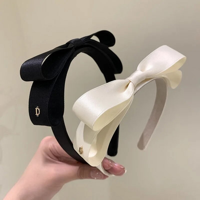 2023 Summer Black White Temperament Double Bow Butterfly Cloth Pressure Hairbands Simple Fashion Cute Head Band