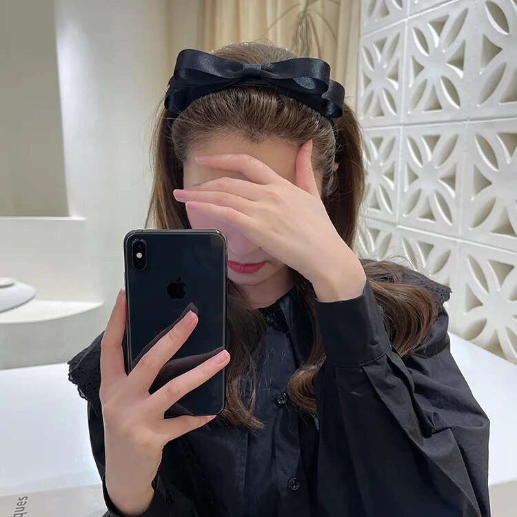 2023 nyári fekete-fehér temperamentum dupla masni pillangóvászon nyomós hajpántok egyszerű divat, aranyos fejpánt