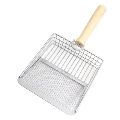 Kassiliivakühv Roostevabast terasest puidust käepide Kergesti roostetav, pestav kassipoegade liivakühv Kasside WC-puhastuslabida tööriist