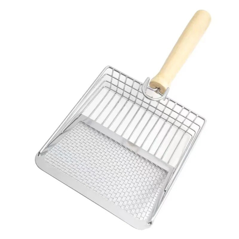 Kassiliivakühv Roostevabast terasest puidust käepide Kergesti roostetav, pestav kassipoegade liivakühv Kasside WC-puhastuslabida tööriist