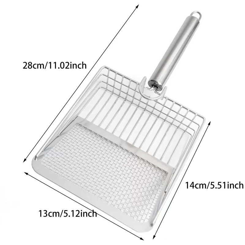 Kassiliivakühv Roostevabast terasest puidust käepide Kergesti roostetav, pestav kassipoegade liivakühv Kasside WC-puhastuslabida tööriist