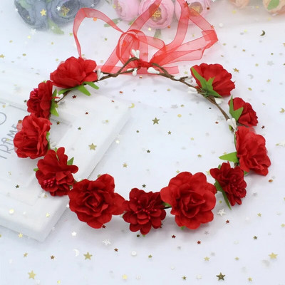 Spring Bohemian Flower Crowns Beach Hawaii Floral Garland Romantic Faux Rose Wedding Wreaths New Flower Headband