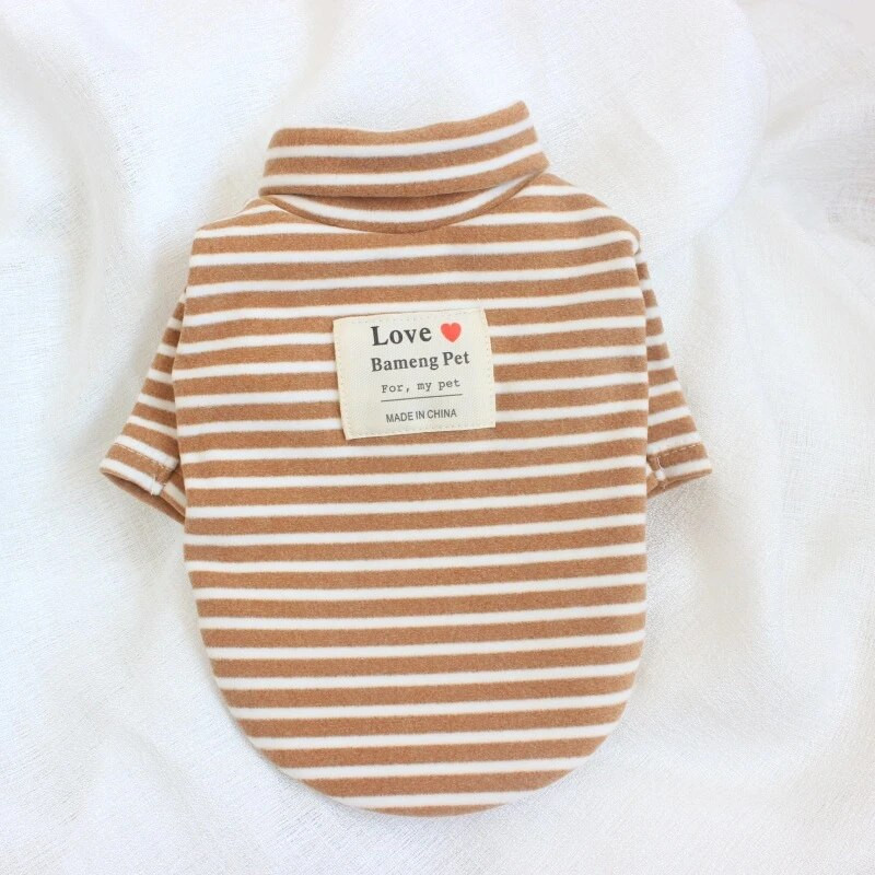 Siltas ziemas mājdzīvnieku drēbes maziem un vidējiem suņiem Svītras apakšā T krekls Kaķu apģērbs Čivavas vestes Karikatūra Drukas Kombinezoni Kucēniem