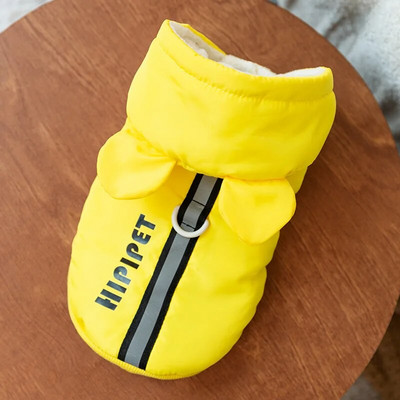 Piros kisállat kapucnis Téli vastagított meleg kutyaruha Divat kölyökkabát pórázható schnauzer pamut ruházat