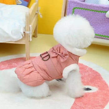 Κομψό, ζεστό παλτό σκύλου, αδιάβροχο αντανακλαστικό φλις με επένδυση με φιόγκο, φορητό χειμερινό μπουφάν για κατοικίδια